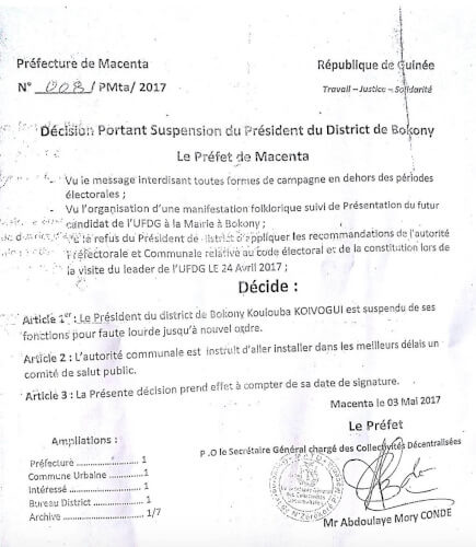 Pour avoir reçu CDD dans son quartier il ecope d'une suspension par les autorités préfectorales