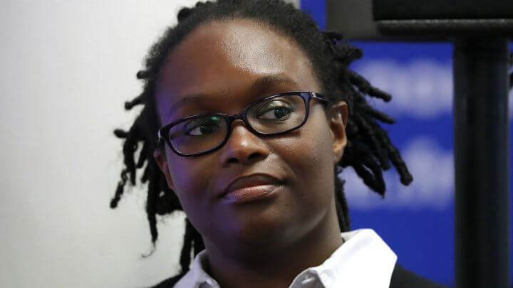 © Charles Platiau, AFP | Sibeth Ndiaye, le 8 mai 2017, dans les locaux d'En Marche !