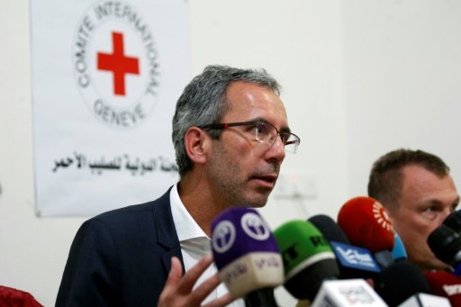 Dominik Stillhart, directeur des opérations du CICR lors d'une conférence de presse dans la capitale Sanaa, le 14 mai 2017 | AFP | MOHAMMED HUWAIS