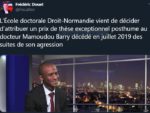 un prix de thèse exceptionnel posthume au docteur Mamoudou Barry