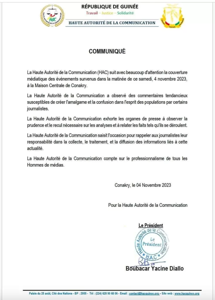 Communiqué de la HAC