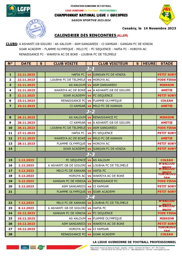 La passion du football reprend ses droits en Guinée avec le coup d'envoi de la nouvelle saison de la Ligue 1