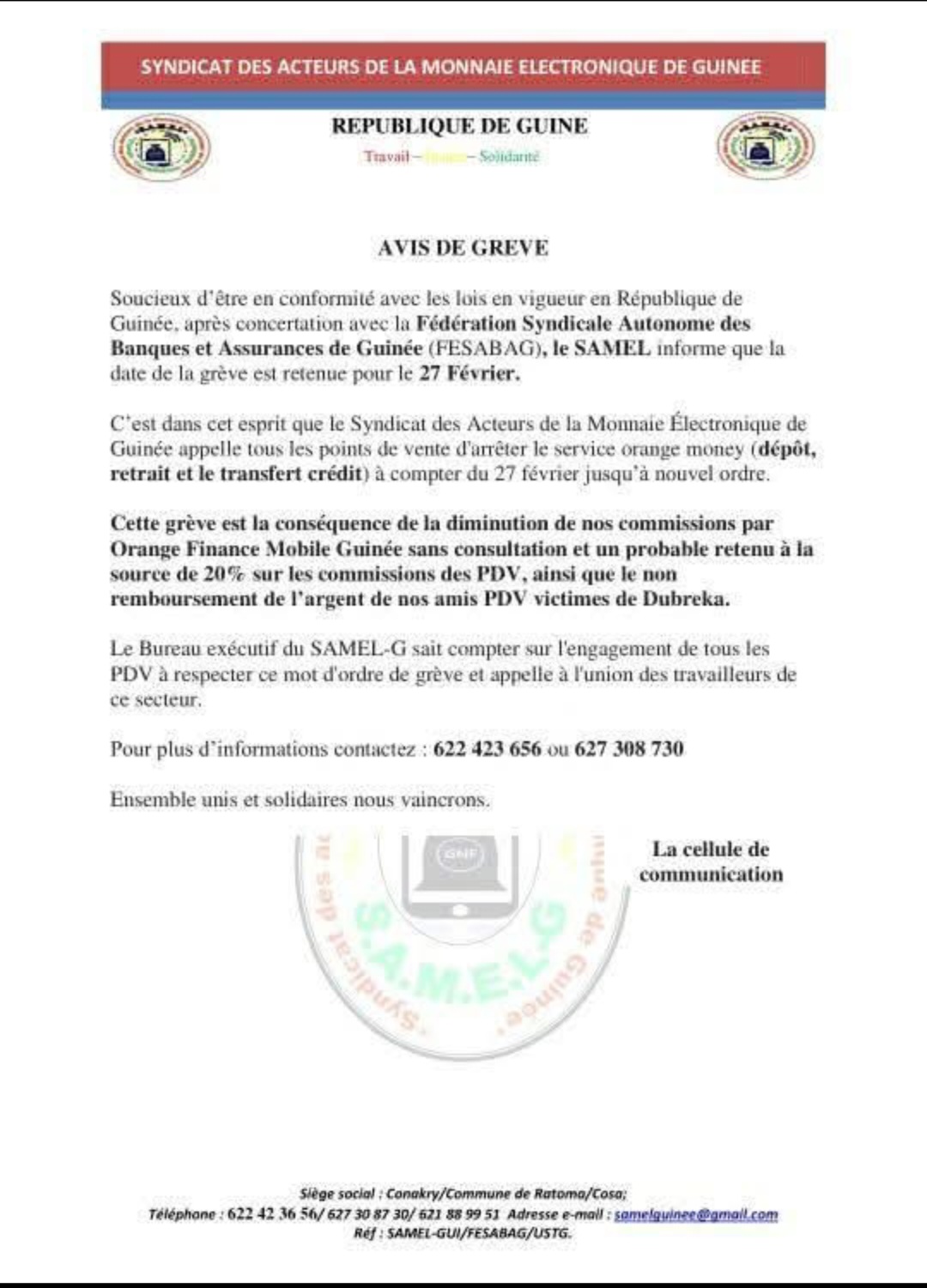 greve contre OM Guinee